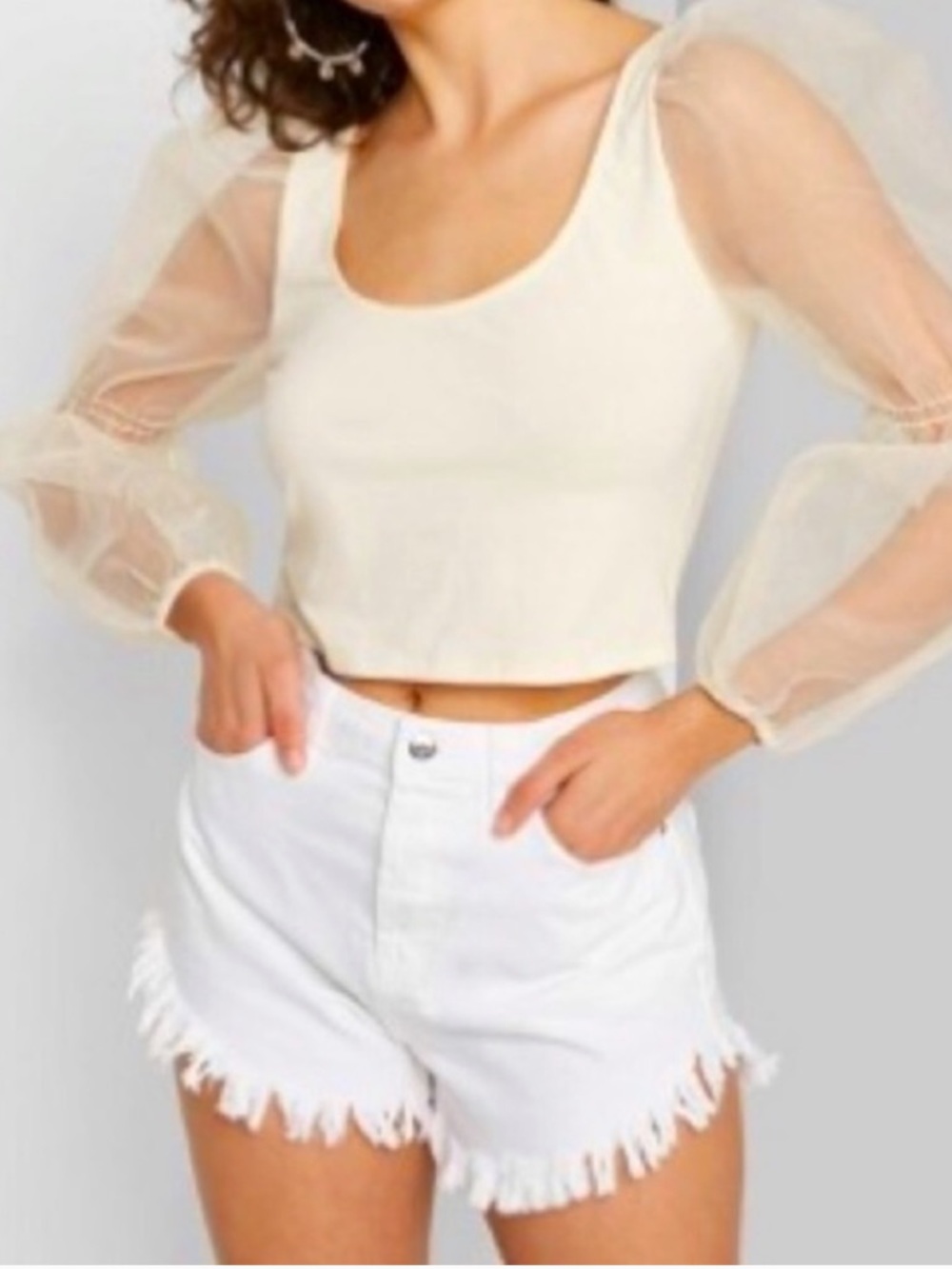 NWT Wild Fable White Frayed Hem High-Rise Denim Shorts